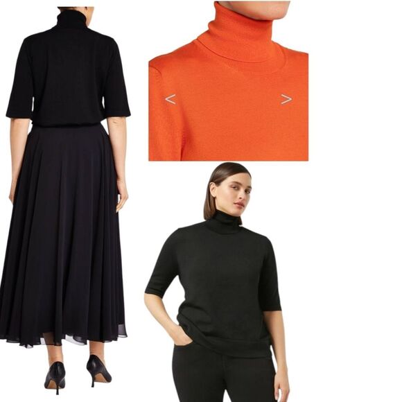 Marina Rinaldi 💯 Wool Cobalt Blue Turtleneck Sweater Size Large Short Sl - Picture 2 of 11